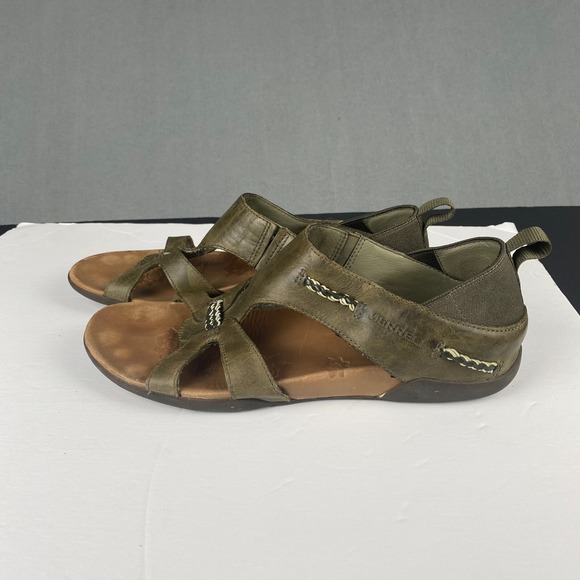 Merrell Shoes - Merrell J89350 WOMENS SANDALS ANATOMICAL FOOTBED OPEN TOE SHOE Size 9,Green